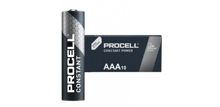 10 AAA MINISTILO 1.5V DURACELL PROCELL COSTANT ALKALINE BOX