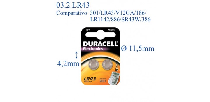 LR43 B2 ALKALINE 1.5V DURACELL