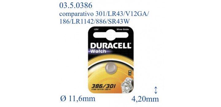 386/301 B1 ossido argento 1.5v DURACELL