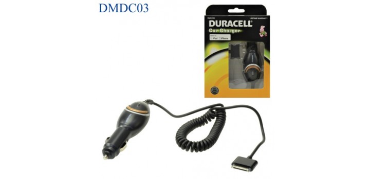 DURACELL CAR CHARGER CAVO AUTO a APPLE 30 PIN NERO 1A ESTENS