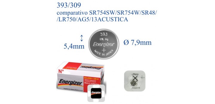 393 ossido argento 1.55v ENERGIZER (SR754SW/LR750/SR48/309)