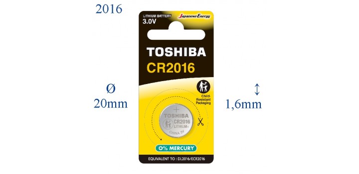 CR2016 B1 3V LITIO TOSHIBA (DL2016/ECR2016)