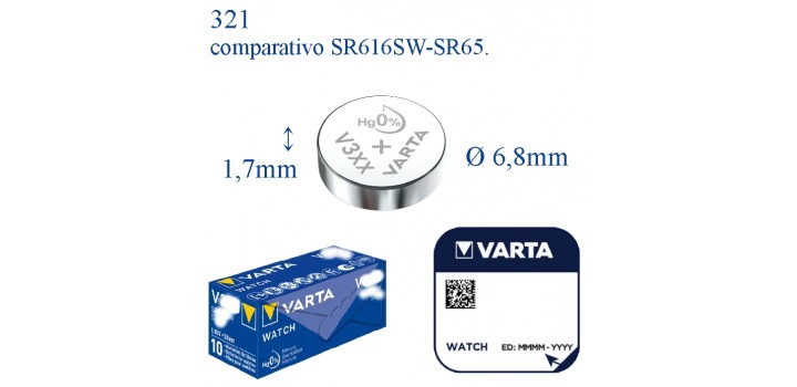 V321 ossido argento 1.55v VARTA (SR616SW)