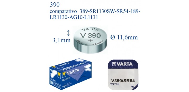 V390 ossido argento HD 1.55v VARTA (389-SR1130SW-SR54)