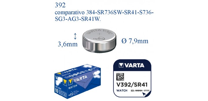 V392 ossido argento HD 1.55v VARTA (SR736SW-SR41)