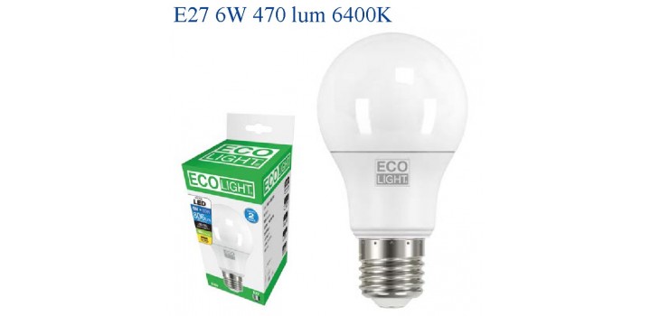 ECOLIGHT LED GOCCIA E27 6W>40W 6400K FREDDA 470lm