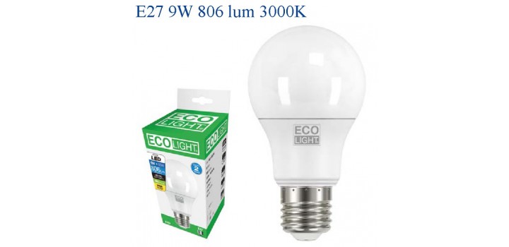 ECOLIGHT LED GOCCIA E27 9W>60W 3000K CALDA 820lm