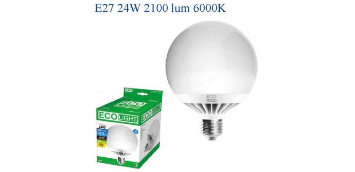 ECOLIGHT LED GLOBO G125 E27 24W>130W 6000K FREDDA 2100lm