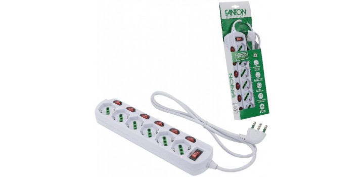 MULTIPLA 6P.10A/16A/SCH.C/PRESA16A CAVO 1,2MT C.INTERRUTTORI