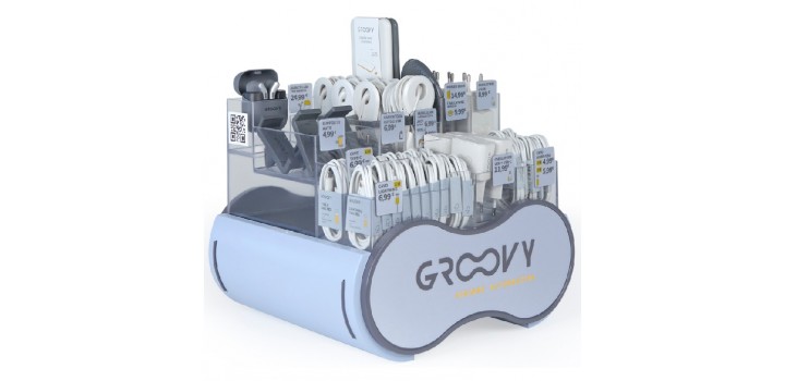 ESPOSITORE 58 PEZZI ACCESSORI TELEFONIA GROOVY 2024