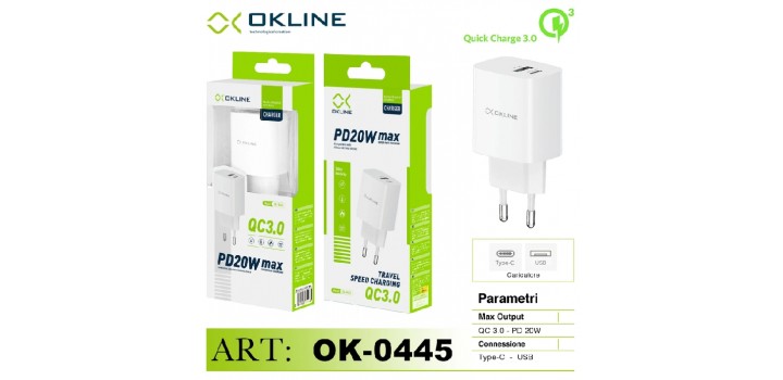 PRESA/ALIMENTATORE MURO BIANCA 1xTYPE-C+1xUSB-A 3A 20W BL