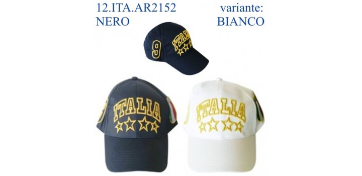 CAPPELLINO C/RICAMO ITALIA+2 SCUD.+NUM.variante:NEROoBIANCO