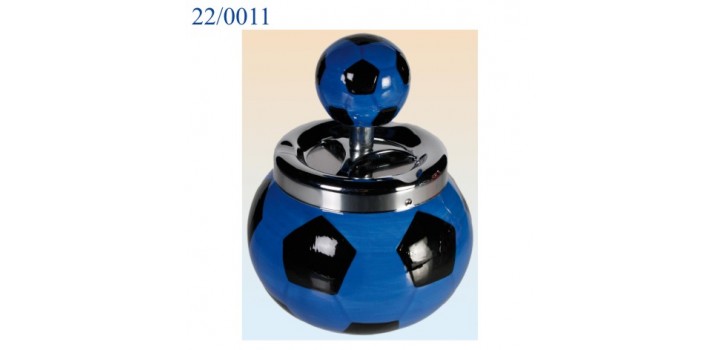 POSACENERE PALLONE BLU/NERO a PRESSIONE °11xH13cm