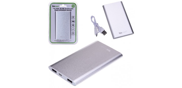 POWERBANK TEKMEE 5000mAh ALU 2x USB 2A xSMARTP/TABLET BIANCO