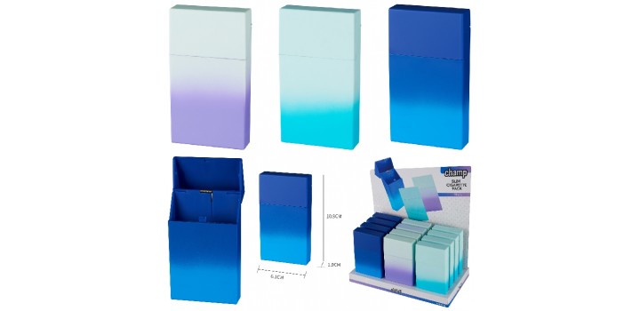 1 PORTA/COPRI PACCHETTOxSIGARETTE SLIM PVC AZZURRO 3c.