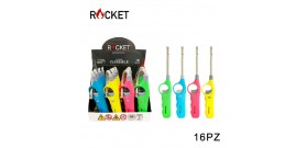 16 ACCENDIGAS ROCKET PIEZO FLESSIBILE PARIS T.U.27cm DISPLAY