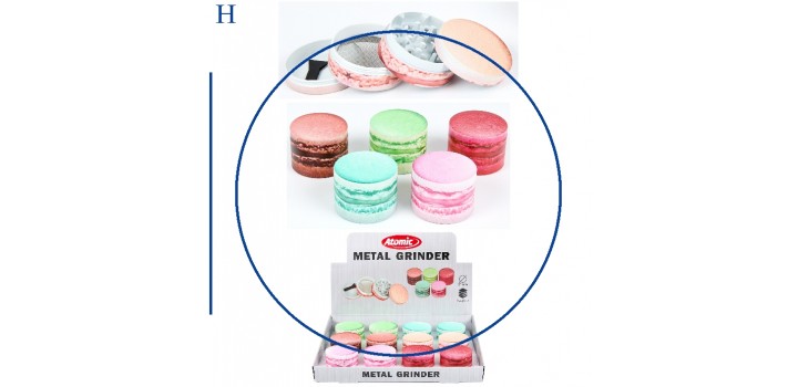 1 GRINDER METALLO TONDO 3D MACARONS 4sc.°5x3,7cm ATOMIC