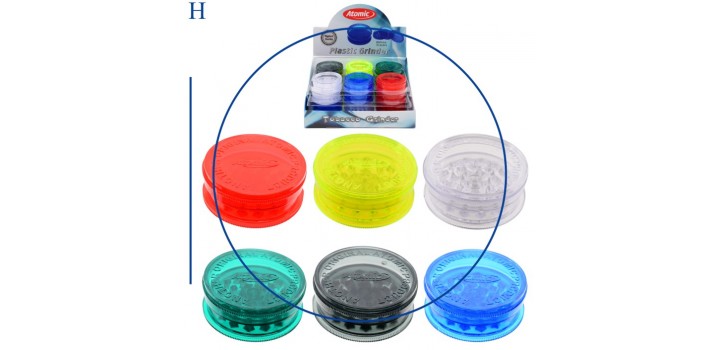 1 GRINDER PLASTICA TONDO 3sc.°6x2,4cm 6c. ATOMIC