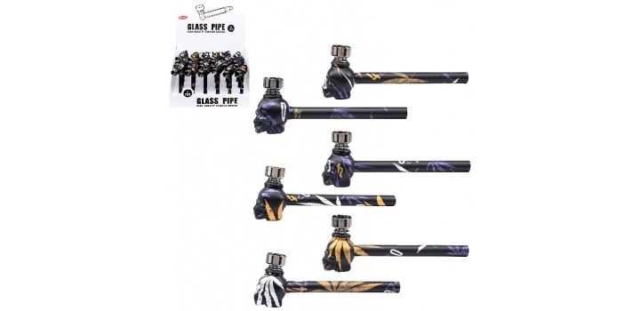 1 PIPA PIPETTA VETRO L10xF°2xH5cm 6c.FOGLIA NERA ATOMIC