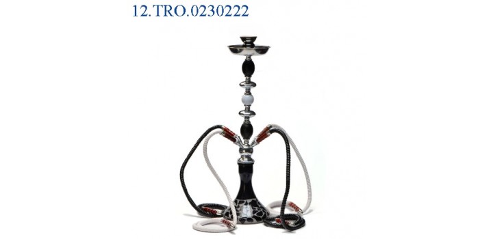 NARGHILE+CARBONE+SPAZZOLA CONEY 75cm VETRO NERO 4 CANNE