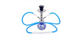 NARGHILE ATOMIC 25cm VETRO SILVER GLITTER BLU 2 CANNE