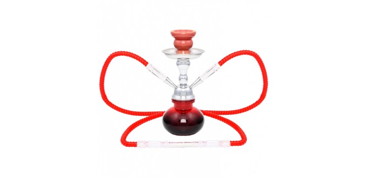 NARGHILE ATOMIC 25cm VETRO ROSSO 2 CANNE