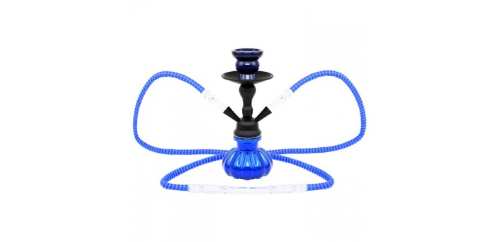 NARGHILE ATOMIC 25cm BLU BASE METALLICA 2 CANNE