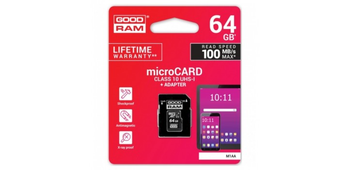 MICRO SDHC UHS-I 64GB CLASSE 10+ADATTATORE GOODRAM©©