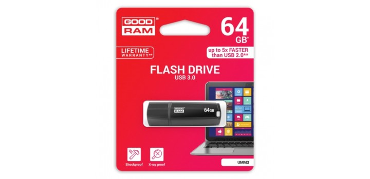 USB 3.0 FLASH DRIVE 64GB BLACK GOODRAM©©