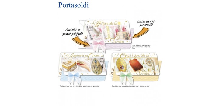 1 BIGLIETTO AUGURALE 11x17 CRESIMA PORTASOLDI 3s.