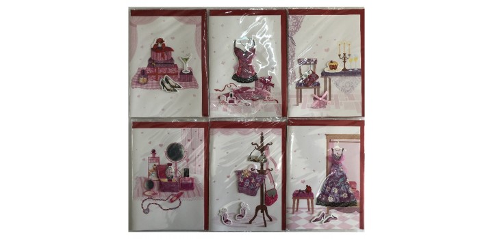 12 BIGLIETTI AUGURALI 12x18 B.C.3D DONNA 6s.OFFERTA