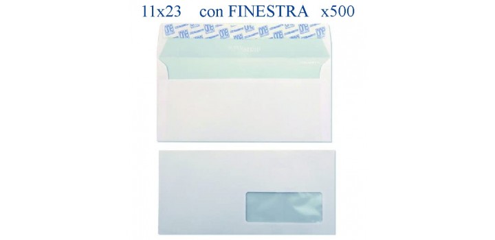 500 BUSTE BIANCHE 11x23 C/FINESTRA STRIP 148 BLASETTI