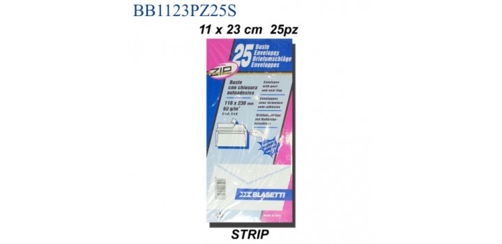 25 BUSTA BIANCA 11x23 STRIP SENZA FINESTRA BLA cod.548