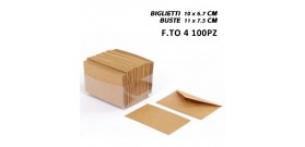 100 BIGLIETTI+BUSTE VISITA KRAFT AVANA 200gr 7x11cm F.TO 4