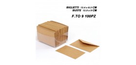 100 BIGLIETTI+BUSTE VISITA KRAFT AVANA 200gr 9x14cm F.TO 9