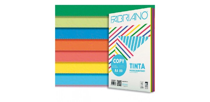 RISMA CARTA A4 21x29,7cm 80gr 250fg COLORI FORTI FABRIANO