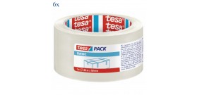 6 NASTRI ADESIVI 50mmx66mt TRASPARENTE BASIC PP TESA
