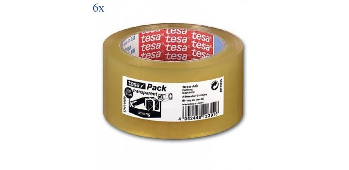 6 NASTRI ADESIVI 50mmx66mt TRASPARENTE PP ACRILIC SILEN.TESA