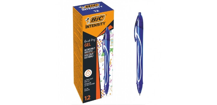 12 PENNE GEL BIC INTENSITY  GELOCITY 0.7mm MEDIO BLU