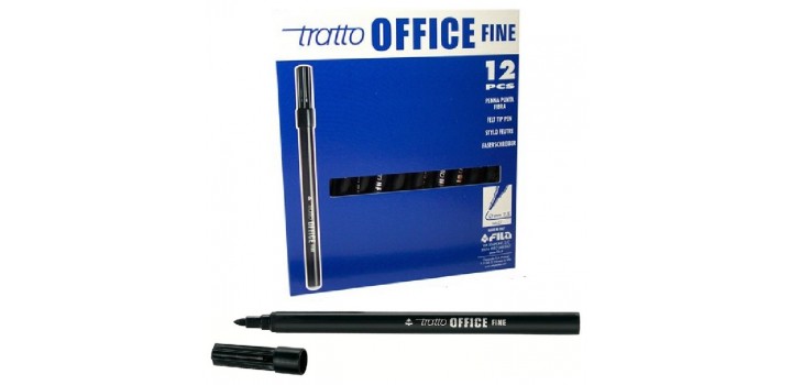 12 PENNARELLI ACQUA FILA TRATTO OFFICE FINE 2,5mm NERO