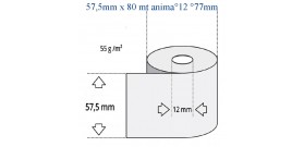 10 ROTOLI TERMICI 57,5mm x80mt A12° °77mm REGISTRATORE CASSA