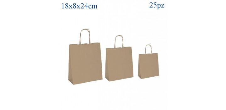 25 SHOPPER CARTA C/CORD.KRAFT AVANA 18x8x24cm