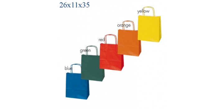 25 SHOPPER CARTA C/CORDINO 5 COLORI 26x11x35